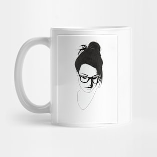 nerdy girl with bun and glasses Mug